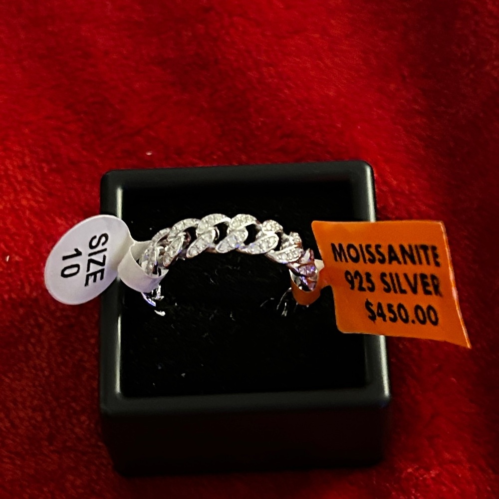 Luxury Moissanite Diamond 925 cuban‎ ring size 10 unisex